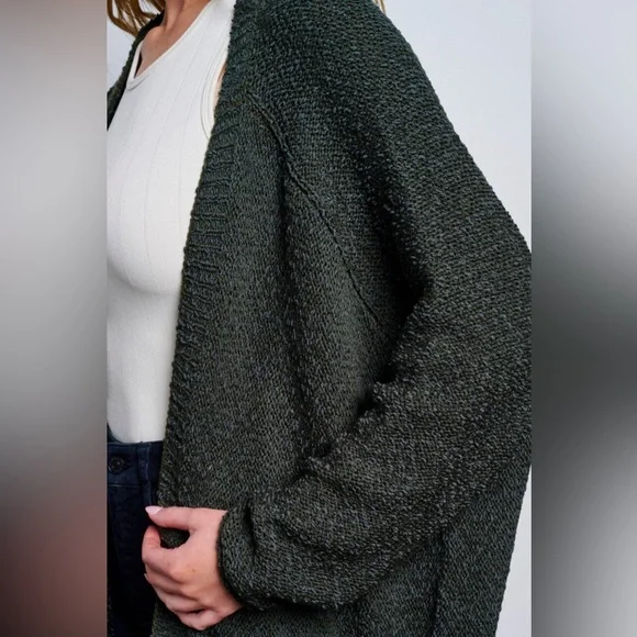 "NWT Tres Chic Women's Open Front Oversized Long Sleeve Cardigan" - Picture 3 of 4